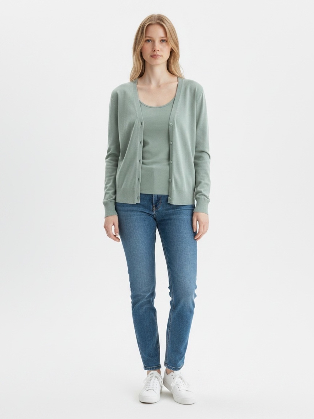 GAP Light Sage Green Button Cardigan with Matching Tank